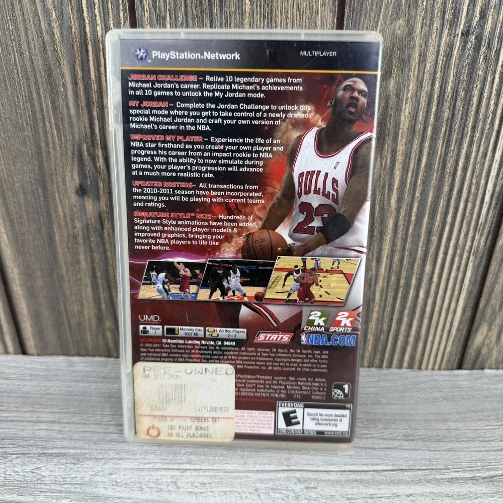 NBA 2K12 (Sony PSP PlayStation game) Michael Jordan 2K Sports No Manual